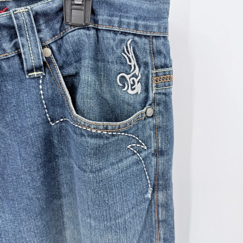 Coogi Mens Embroidered Back Pocket Jeans Blue Medium Wash Denim 38x32 Streetwear